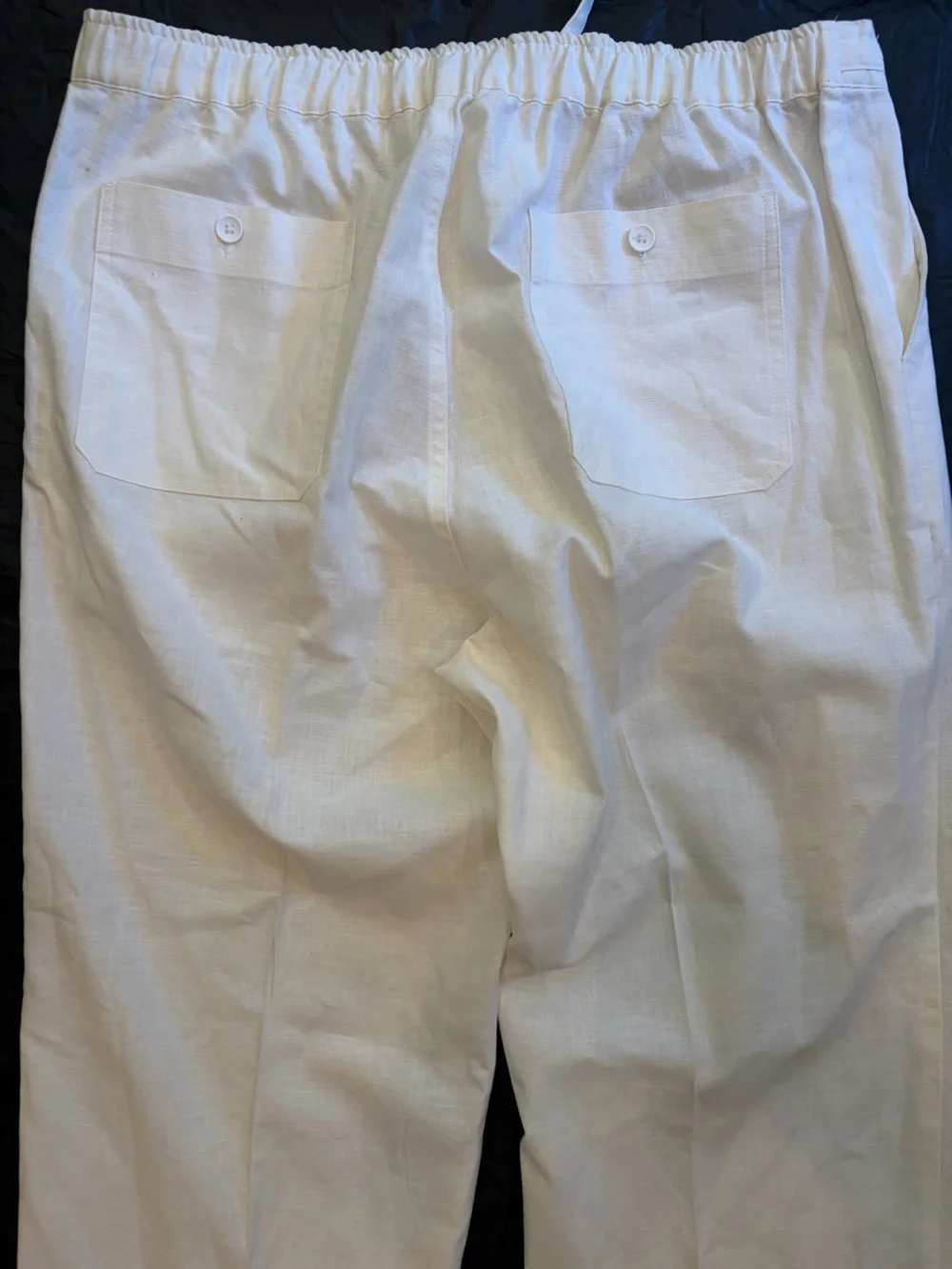 Linea Dome Pants Men's XL White Linen Blend Draw String Partial Elastic Waste
